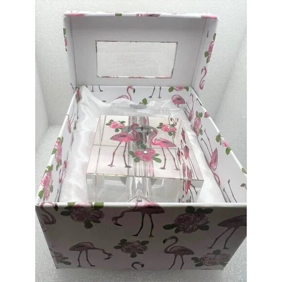 Beautiful Crystal Perfume Bottle with Hand Painted Flamingos - Picture 8 of 11